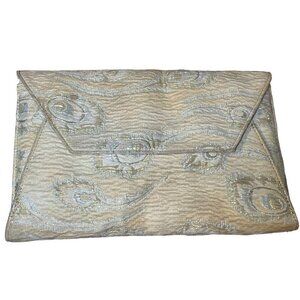 Trina Turk Purse Women 11" Metallic Floral Envelope Luxury Glam Preppy Bridal